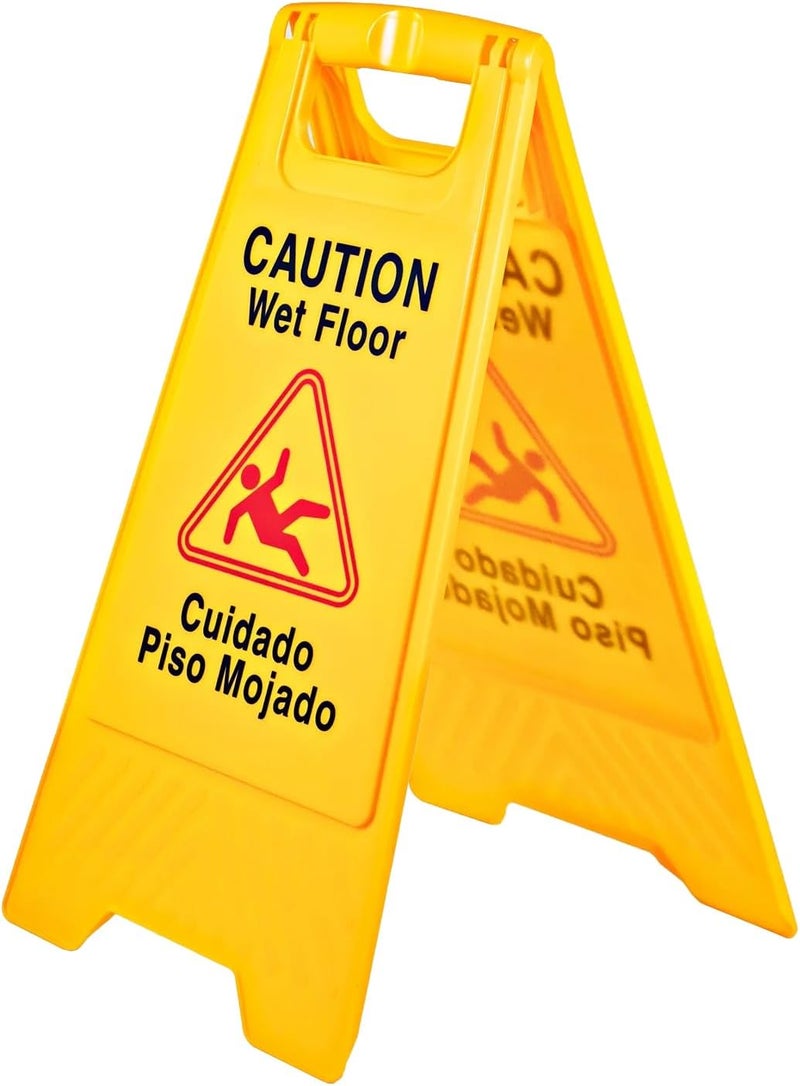 Electri Duct Caution Wet Floor Sign 24" OSHA Compliant Bilingual Double-Sided Commercial Safety Warning Signs A Frame Bright Yellow Cuidado Piso Mojado - Image 1